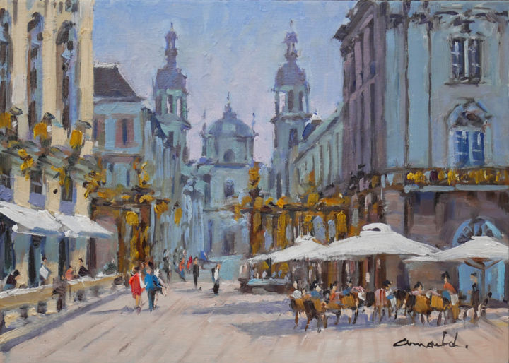 Painting titled "Place Stanislas à N…" by Christian Arnould, Original Artwork, Oil