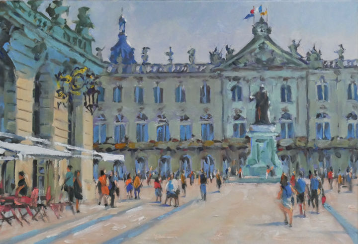 Картина под названием "Place Stanislas à N…" - Christian Arnould, Подлинное произведение искусства, Масло