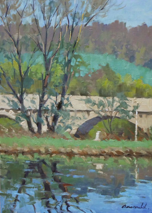 Peinture intitulée "L'ancien pont de Fl…" par Christian Arnould, Œuvre d'art originale, Huile