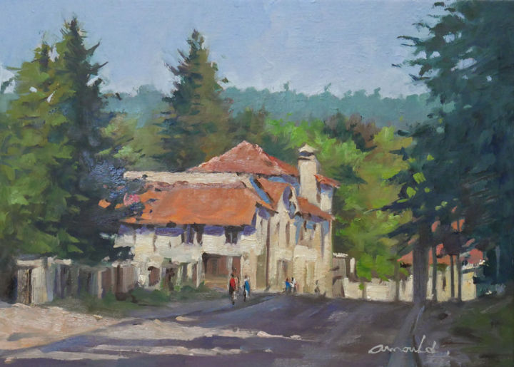 Pintura intitulada "Ce matin à Flavigny" por Christian Arnould, Obras de arte originais, Óleo