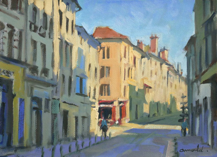 Painting titled "Rue des Soeurs Maca…" by Christian Arnould, Original Artwork, Oil