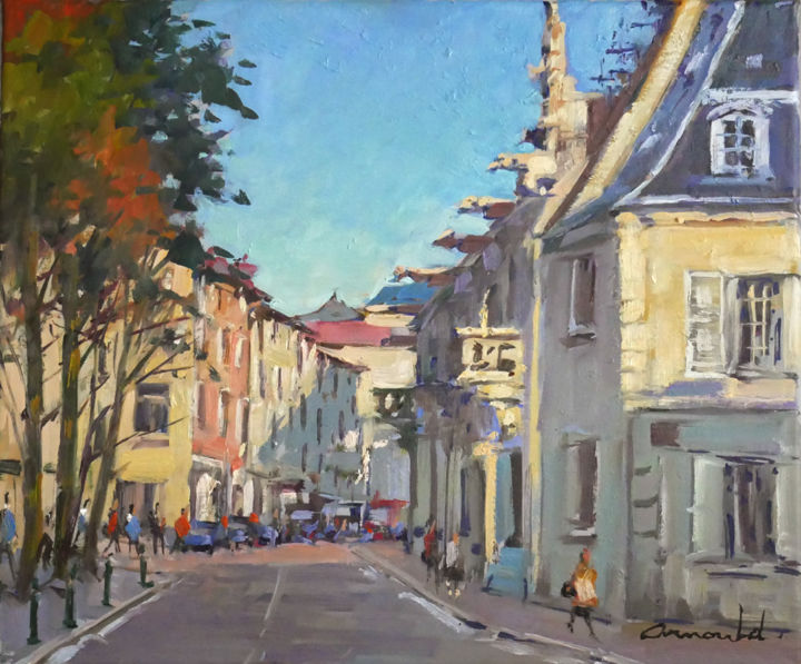 Peinture intitulée "Grande rue à Nancy…" par Christian Arnould, Œuvre d'art originale, Huile