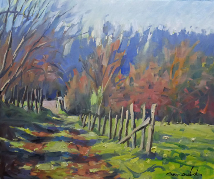 Peinture intitulée "Chemin ombré (huile…" par Christian Arnould, Œuvre d'art originale, Huile