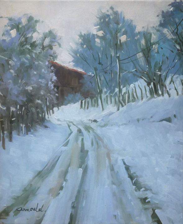 Peinture intitulée "Dimanche matin à Ro…" par Christian Arnould, Œuvre d'art originale, Huile