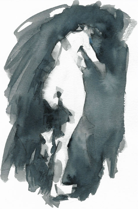 Ζωγραφική με τίτλο "Payne's Gray (24 x…" από Christian Arnould, Αυθεντικά έργα τέχνης, Ακουαρέλα