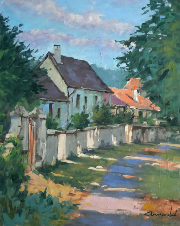 Painting titled "Dans Flavigny ce ma…" by Christian Arnould, Original Artwork, Oil