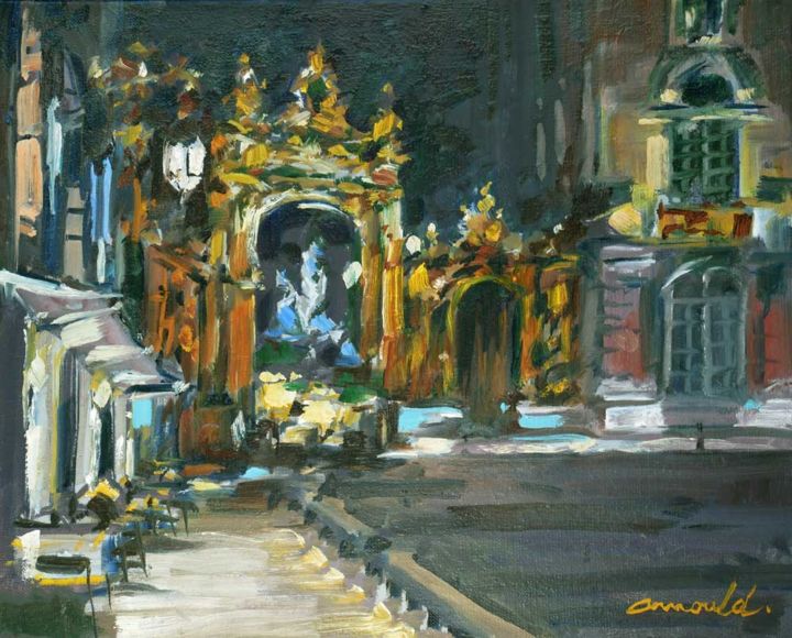 Pittura intitolato "Place Stan la nuit…" da Christian Arnould, Opera d'arte originale, Olio