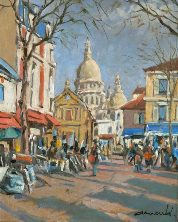 Painting titled "Montmartre d'après…" by Christian Arnould, Original Artwork, Oil