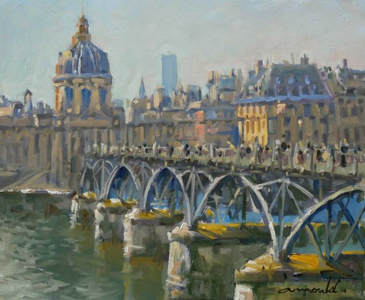 Peinture intitulée "Le pont des Arts Hu…" par Christian Arnould, Œuvre d'art originale, Huile