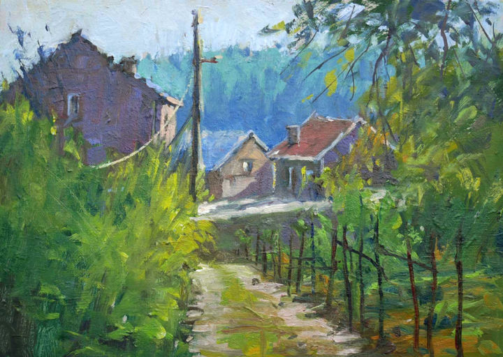 Painting titled "Contrejour (huile s…" by Christian Arnould, Original Artwork, Oil
