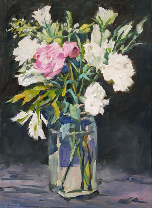 Malerei mit dem Titel "Le bouquet d'Eliane…" von Christian Arnould, Original-Kunstwerk, Öl