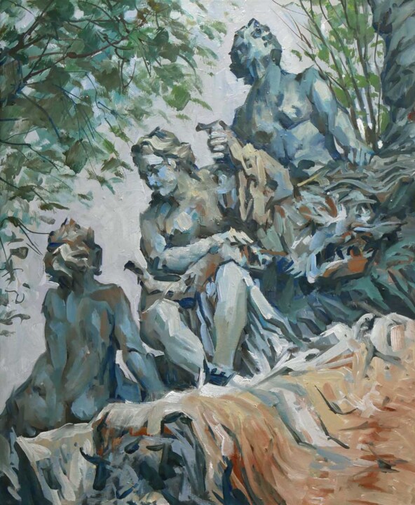 Schilderij getiteld "Fontaine d'Amphitri…" door Christian Arnould, Origineel Kunstwerk, Olie
