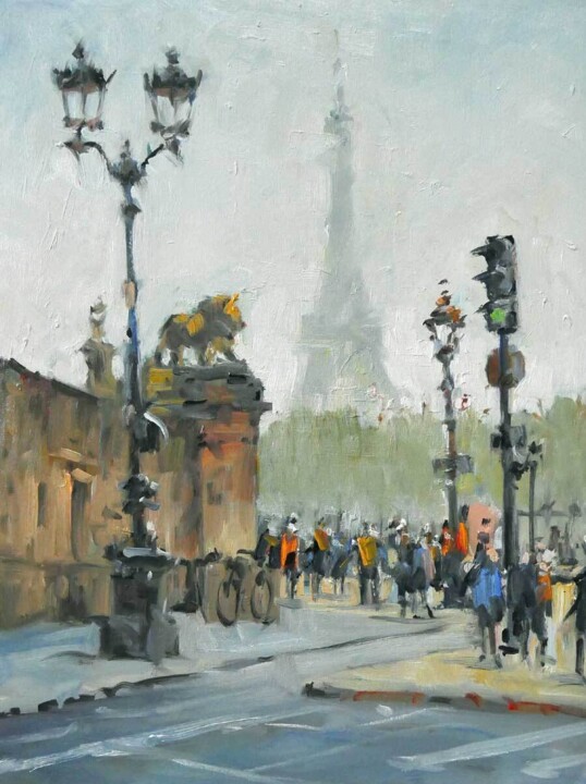 Pintura intitulada "Aaaah Paris" por Christian Arnould, Obras de arte originais, Óleo