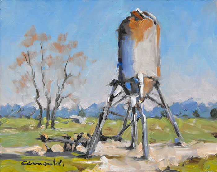 Pintura intitulada "Pochade silo sur le…" por Christian Arnould, Obras de arte originais, Óleo