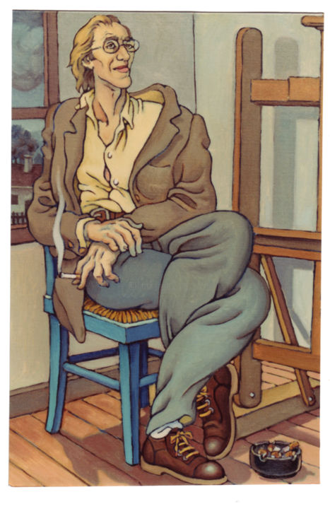 Peinture intitulée "Autoportrait - 1987" par Christian Arnould, Œuvre d'art originale, Huile