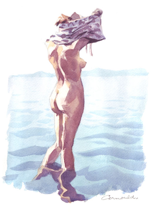 Painting titled "Aquarelle" by Christian Arnould, Original Artwork, Watercolor