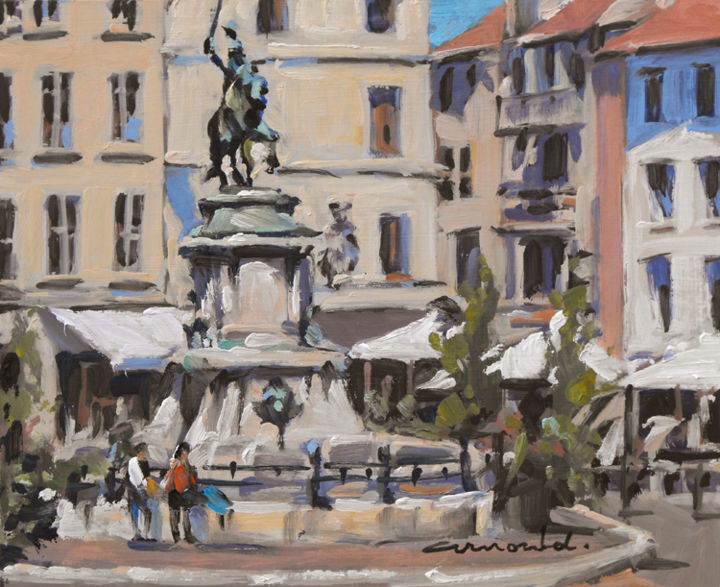 Peinture intitulée "Place Saint Epvre à…" par Christian Arnould, Œuvre d'art originale, Huile