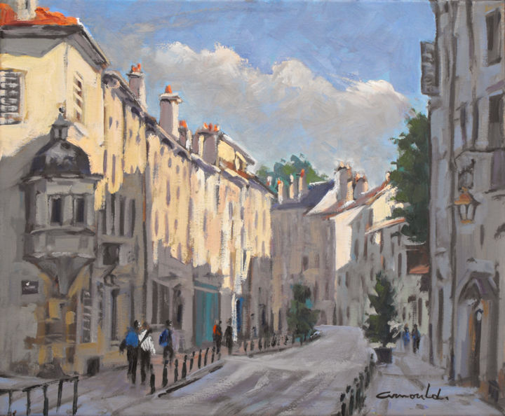 Painting titled "Grande rue à Nancy…" by Christian Arnould, Original Artwork, Oil