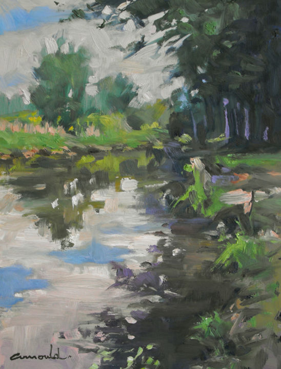 Peinture intitulée "Vieille rivière (hu…" par Christian Arnould, Œuvre d'art originale, Huile