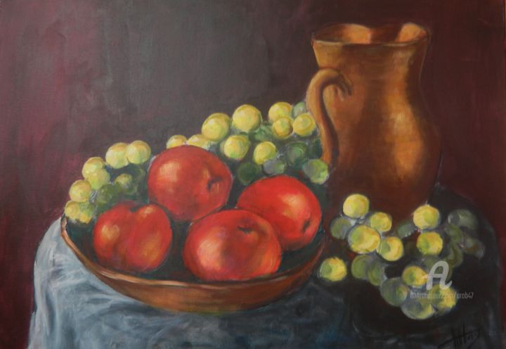 Peinture intitulée "pommes-poires-6" par C'Robart, Œuvre d'art originale, Acrylique