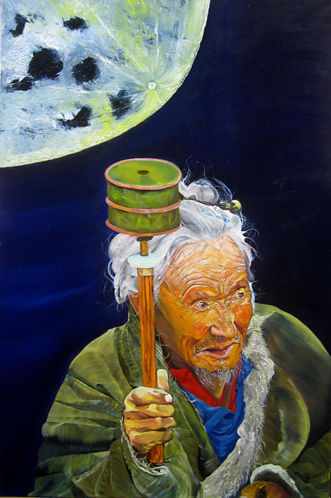 Painting titled "Звуки старой луны /…" by Alexey Aronov, Original Artwork, Oil