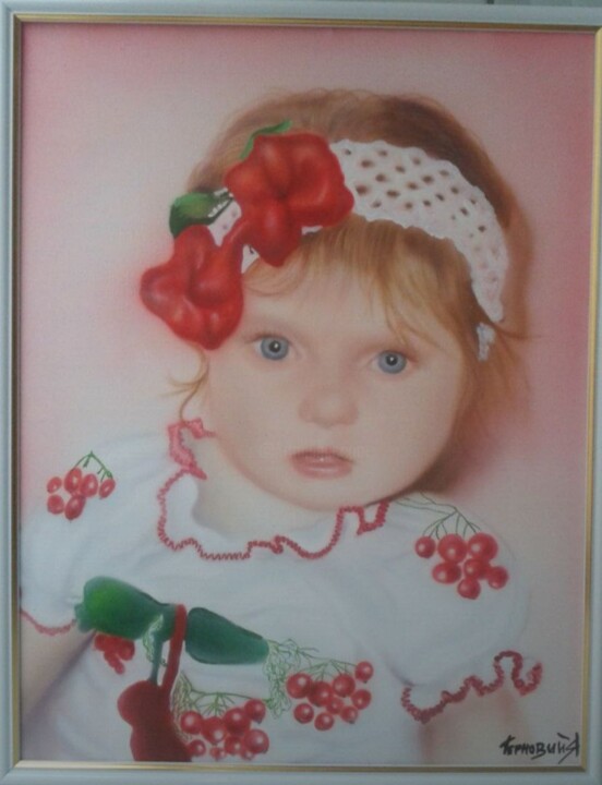 Painting titled "Портрет дівчинки" by Iaroslav Ternovii, Original Artwork, Airbrush