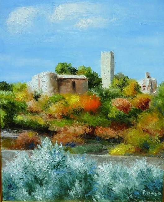 Painting titled "Le vieux chateau" by Rossa, Original Artwork