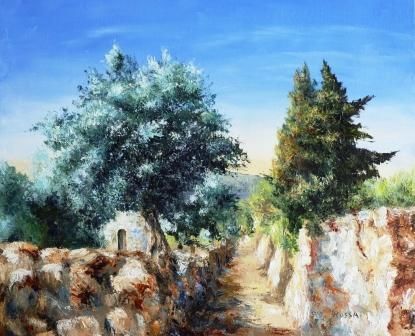 Painting titled "le vieux chemin" by Rossa, Original Artwork