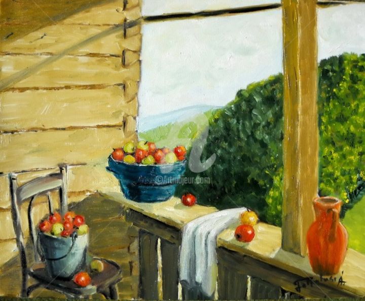 Painting titled "apples" by Arpad Felfalusi, Original Artwork, Other