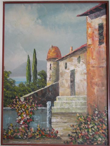 Painting titled "paisaje lago  italia" by Giampaolo Pagnini, Original Artwork, Oil
