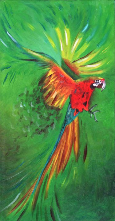 Peinture intitulée "guacamaya-03" par Greco, Œuvre d'art originale, Huile