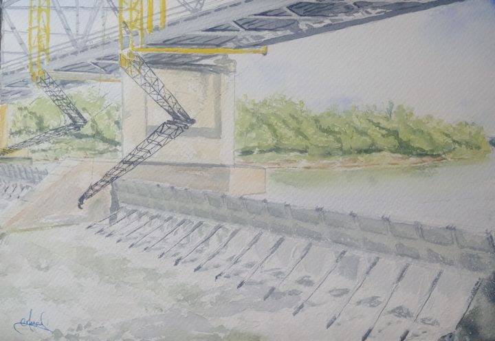 Pintura intitulada "Ponte do Fandango 2…" por Marçal F. Bacchin Fernandes, Obras de arte originais, Aquarela