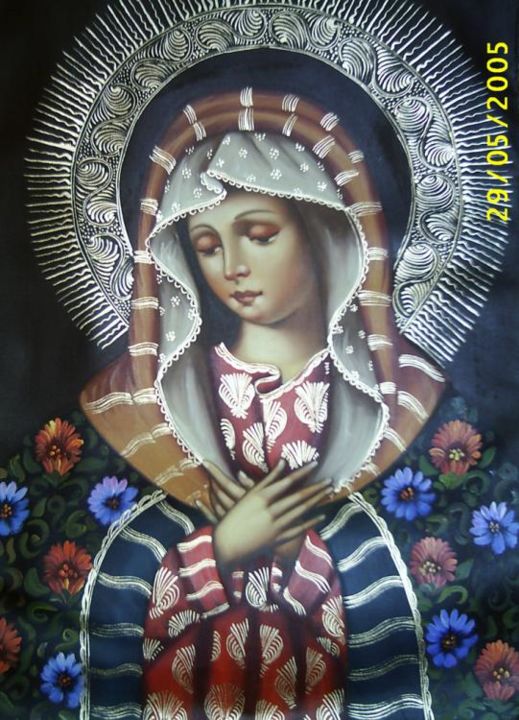 Pintura titulada "Madonna of Cuzco" por Enrique Arrieta, Obra de arte original
