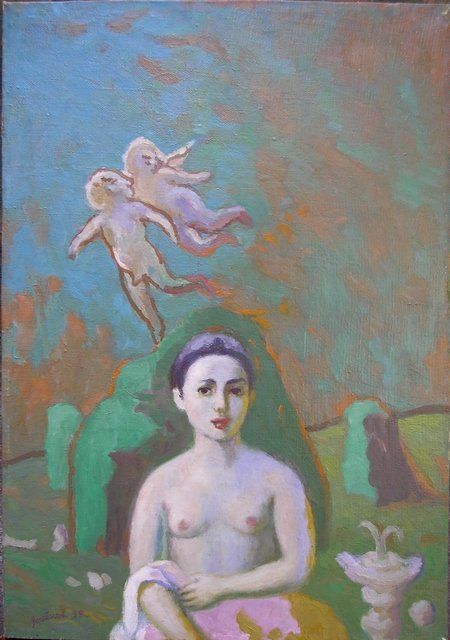 Painting titled "Нимфа" by Vladimir Arsionov, Original Artwork, Oil