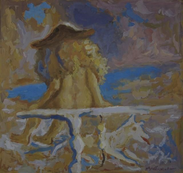 Painting titled "Девушка и море" by Vladimir Arsionov, Original Artwork, Oil