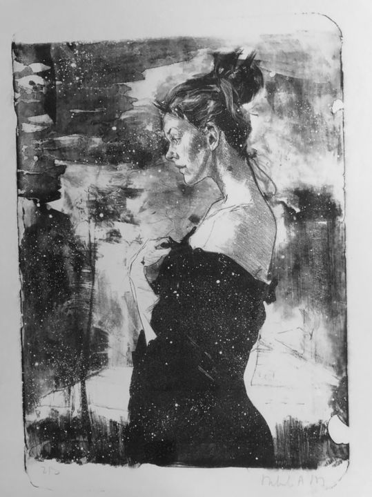 Printmaking titled "Erster Schnee" by Arsentij Pawlow, Original Art, Lithography