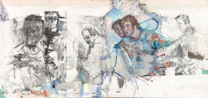 Pittura intitolato "Die Übergebliebenen" da Arsentij Pawlow, Opera d'arte originale, Olio Montato su Telaio per barella in l…