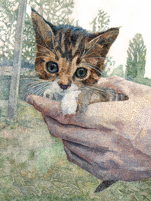 Dessin intitulée "Котик" par Artem Suslov, Œuvre d'art originale