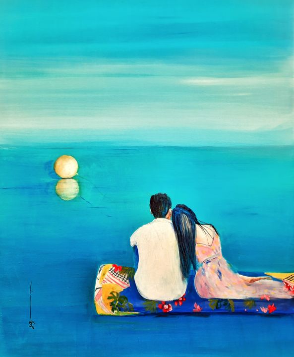 Malarstwo zatytułowany „Morze może...” autorstwa Agnieszka Banasiak, Oryginalna praca, Akryl