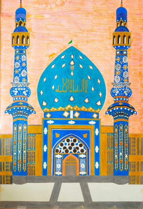 Pittura intitolato "The Jamkran mosque…" da Art Abrar Abbas, Opera d'arte originale, Matita