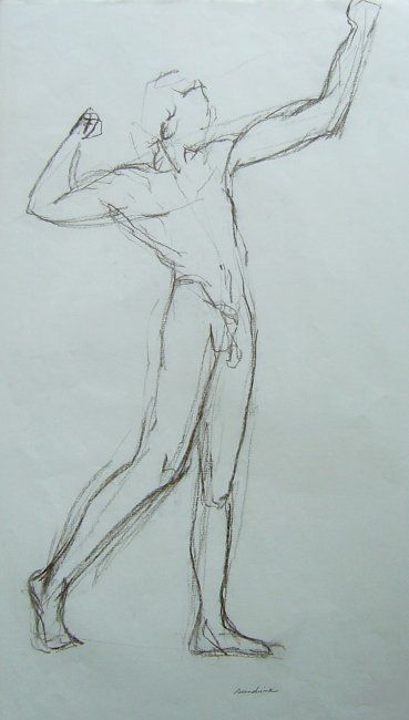 Disegno intitolato "Etude homme" da Art-Aktion, Opera d'arte originale
