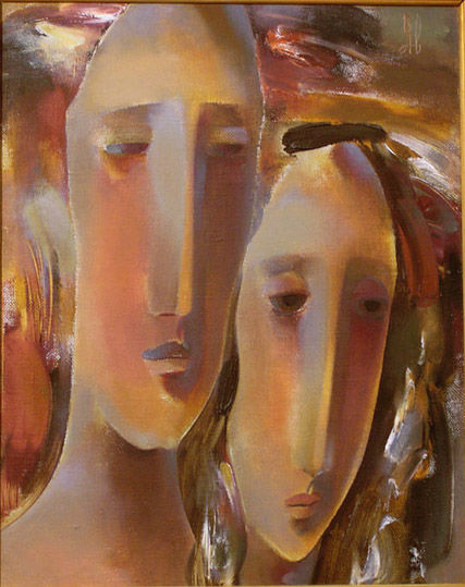 Painting titled "ушедшие из рая" by Valentina Averkina, Original Artwork, Oil