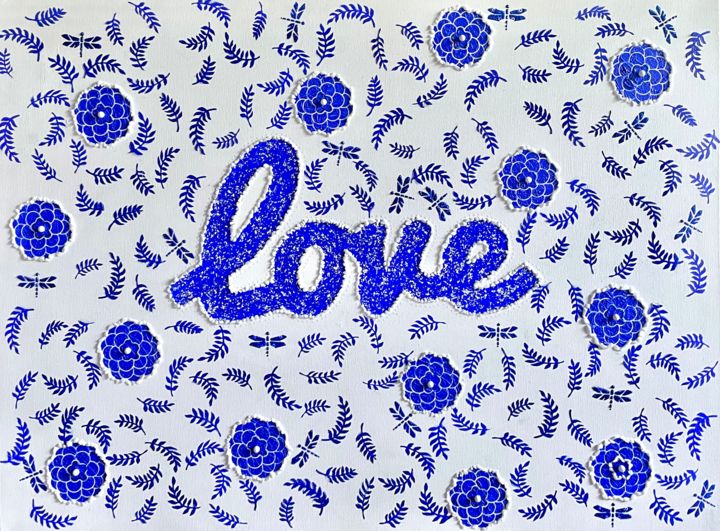 Pintura titulada "Love (Blue)" por Ayda Alp, Obra de arte original, Acrílico