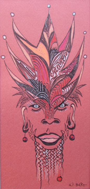 Drawing titled "Gardien" by Arthur Bert, Original Artwork, Marker