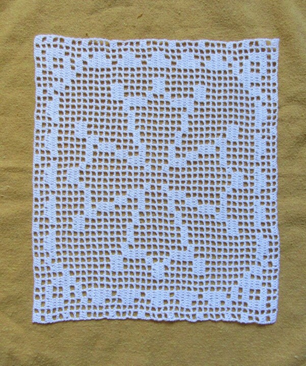 Art textile intitulée "Napperon dentelle C…" par Art Création Crochet Tricot, Œuvre d'art originale, Fil
