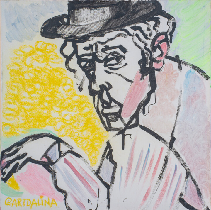 Painting titled "Tom Waits" by Art Dalyna, Original Artwork, Acrylic Mounted on Wood Stretcher frame