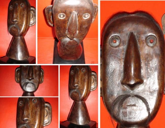 Sculpture titled "WOODEN HEAD FROM NA…" by Art Deco Chiangmai Thailand Odyaiphsaal Etch, Original Artwork