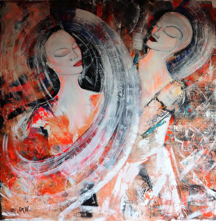 Malerei mit dem Titel "connexion" von Christelle Ortéga, Original-Kunstwerk, Acryl