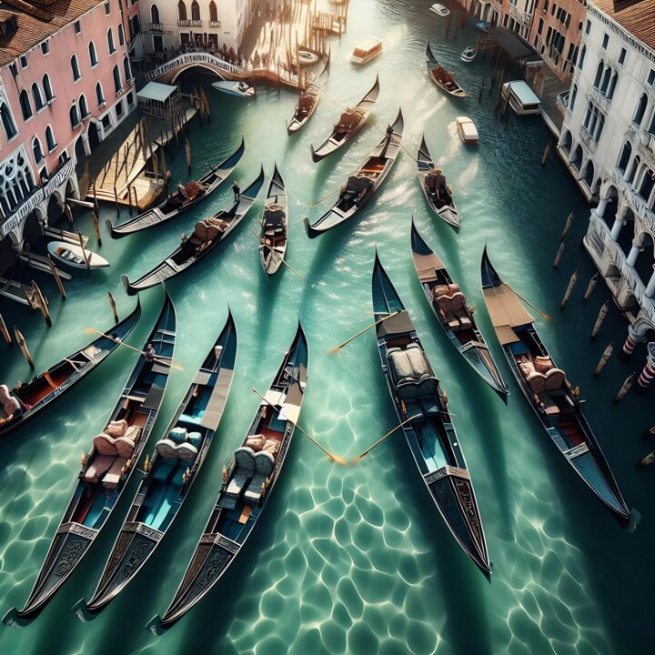 Цифровое искусство под названием "les gondole à Venise" - Art Digital Visuel, Подлинное произведение искусства, Изображение,…