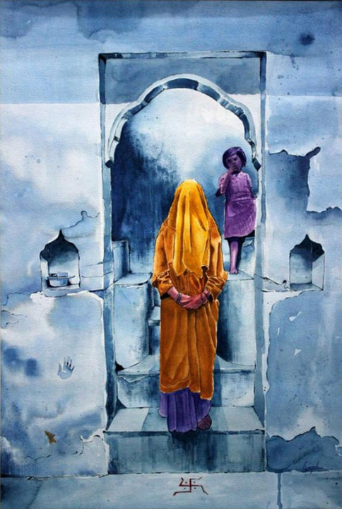 Peinture intitulée "Accoustomed" par Durgesh Goswami, Œuvre d'art originale
